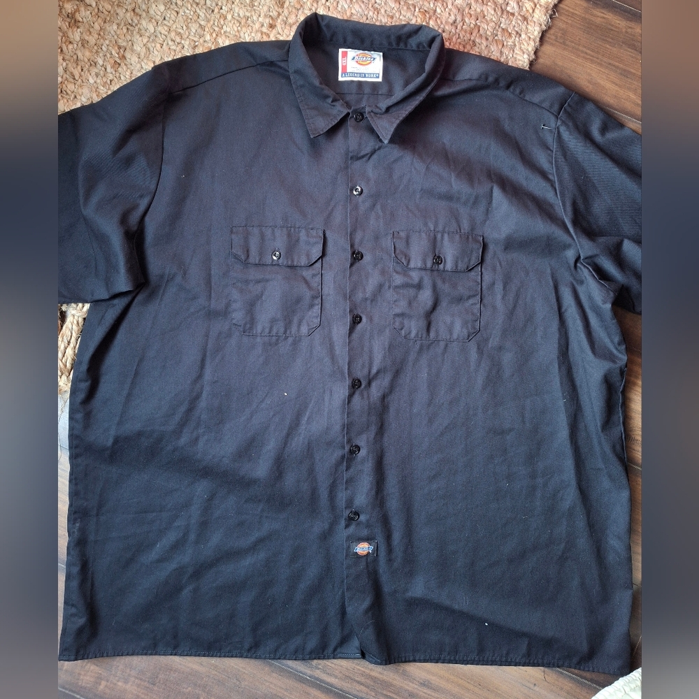 Dickies men’s work shirt black short sleeve formal goth formal office street w